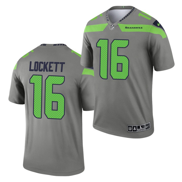 Men's Seattle Seahawks #16 Tyler Lockett Grey Inverted Legend Stitched Jersey